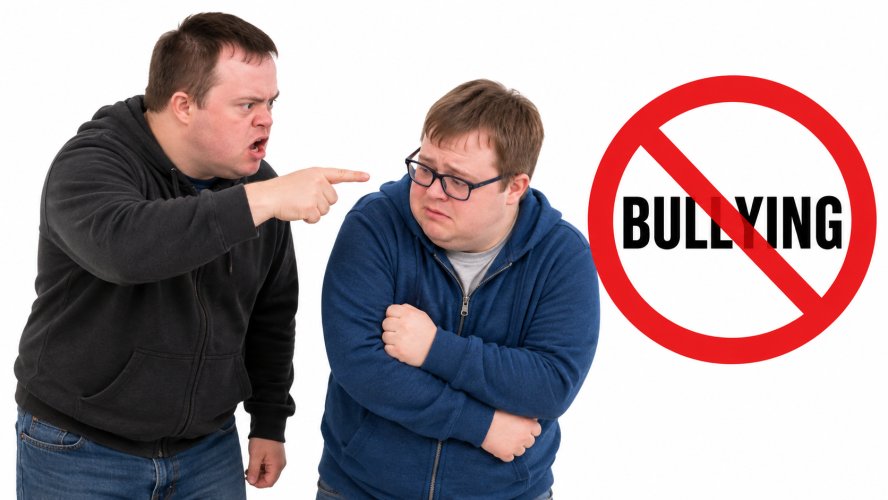 Man in Black Hoodie pointing a guy and bullying  in a dark blue top