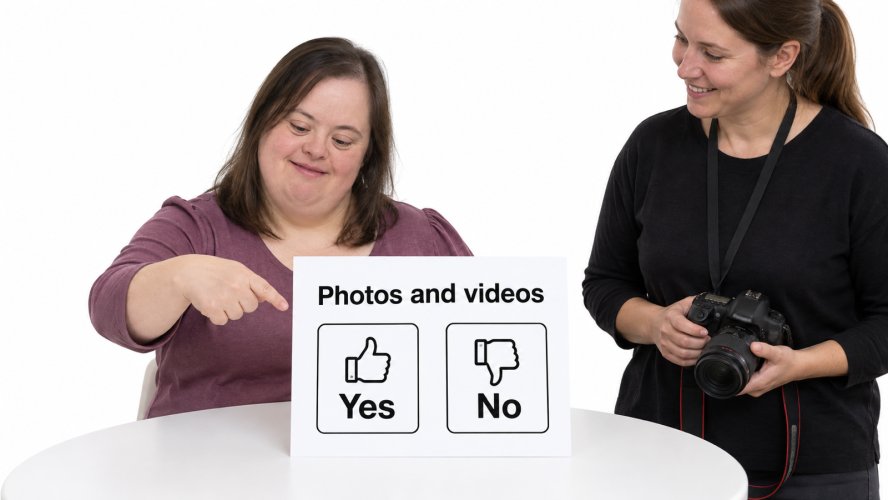 women choosing if they want to be photograph.